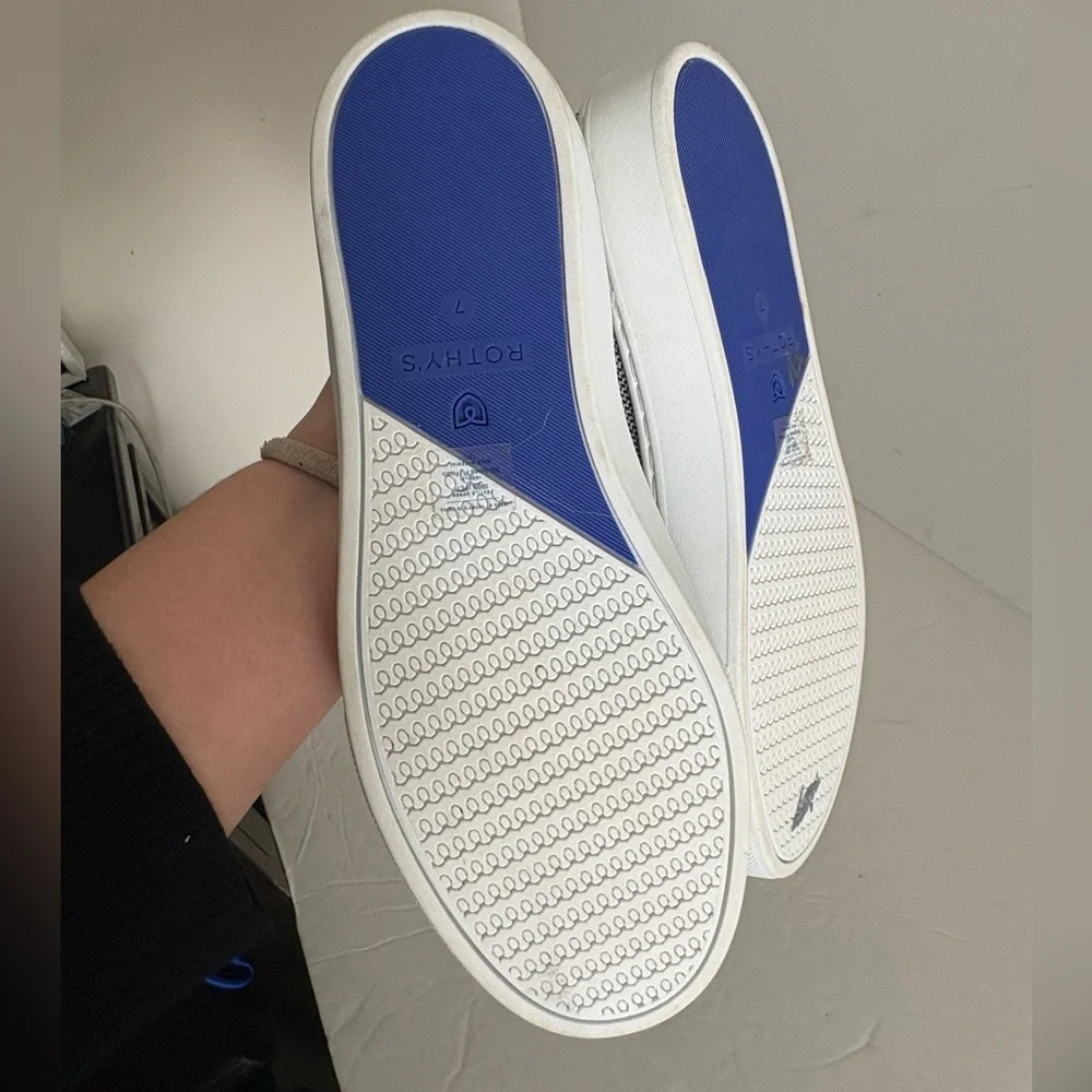Rothys The Original Slip On Sneaker Blue Womens Shoes Comfort Anchor Knit size 7